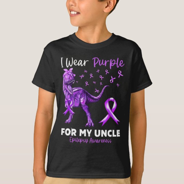 T-shirt Je Porte Le Violet Pour Mon Oncle Epilepsy Awarene (Devant)