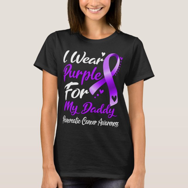 T-shirt Je Porte Le Violet Pour Mon Papa Cancer Pancréatiq (Devant)