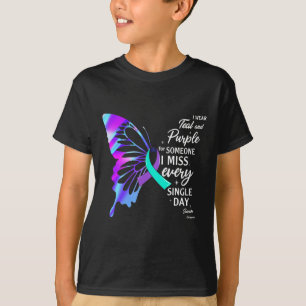 T-shirt Je Porte Le Violet Turquoise Pour La Prévention Mé