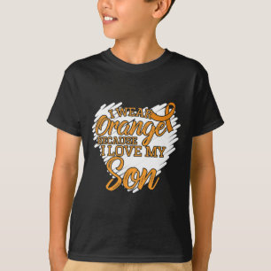 T-shirt Je porte l'orange parce que j'aime mon fils pour l