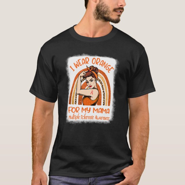 T-shirt Je Porte L'Orange Pour Ma Mère Maman Sclérose Mult (Devant)