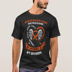 T-shirt Je porte Orange en mémoire de mon grand-père Leuke