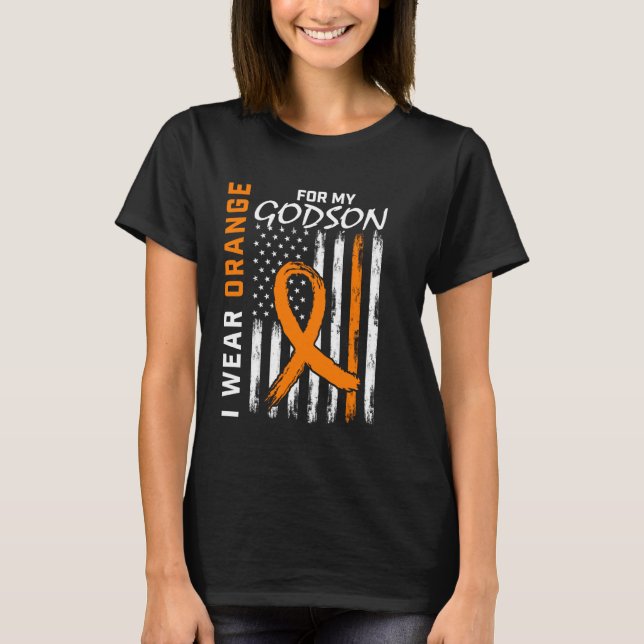 T-shirt Je Porte Orange Pour Godson Multiple Sclerosis Awa (Devant)