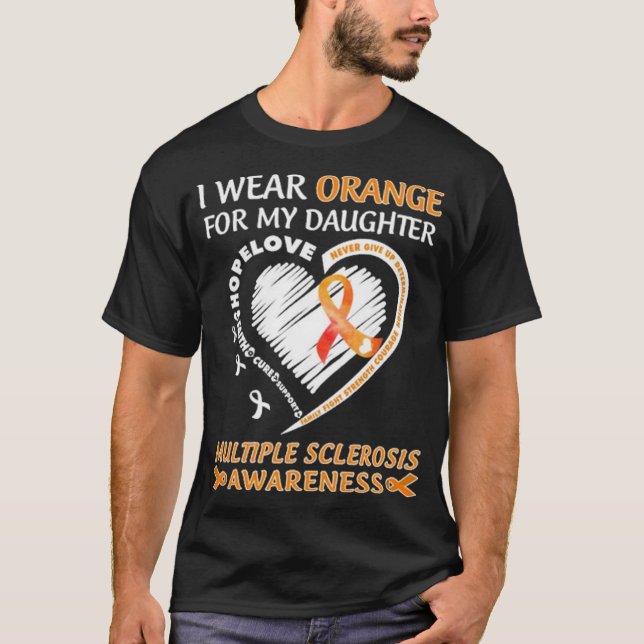 T-shirt Je Porte Orange Pour Ma Fille (Devant)
