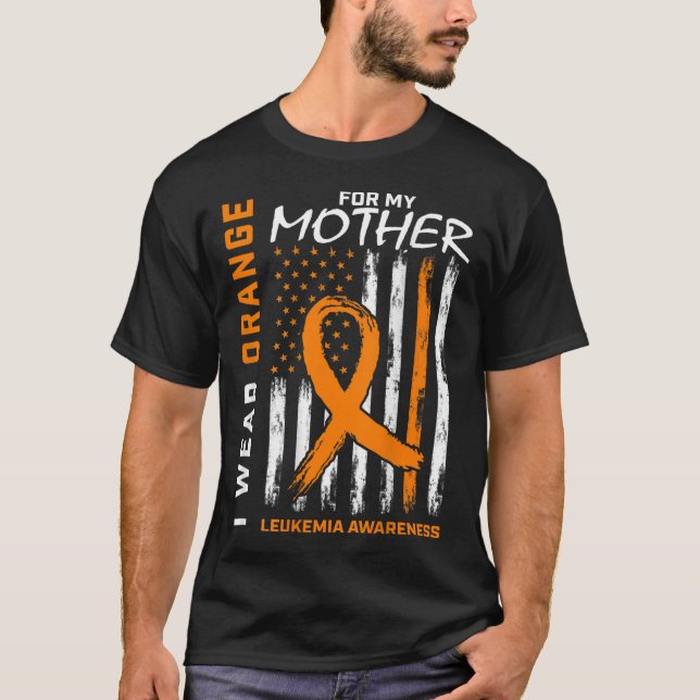 T-shirt Je Porte Orange Pour Ma Mère Leucémie (Devant)