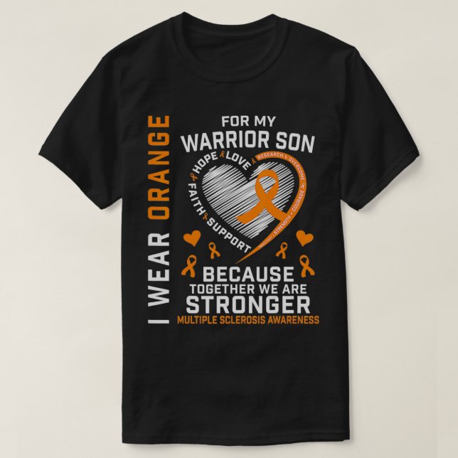 T-shirt Je Porte Orange Pour Mon Fils Sclérose En Plaques (Design devant)