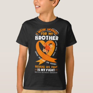 T-shirt Je porte orange pour mon frère Sclérose en plaques