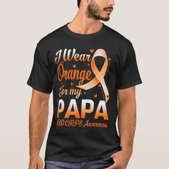 T-shirt Je Porte Orange Pour Mon Papa RSD CRPS Sensibilisa (Devant)