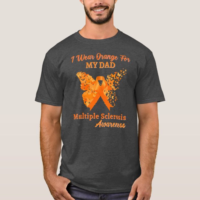 T-shirt Je porte Orange pour mon père Sclérose en plaques (Devant)