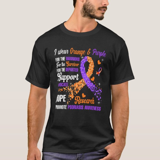T-shirt Je Porte Orange & Purple Pour Les Guerriers Psoria (Devant)