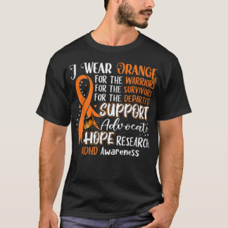 T-shirt Je Porte Orange Ruban Butterfly Support ADHD Award