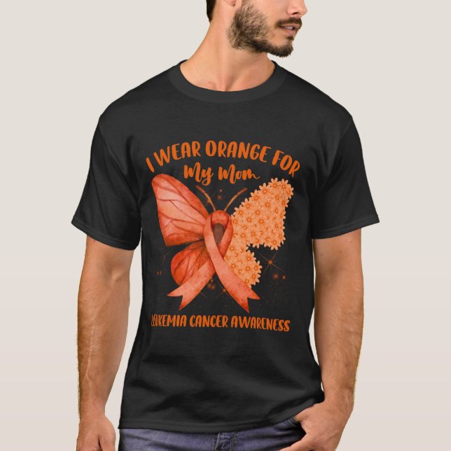 T-shirt Je Porte Orange Ruban Leucémie Cancer Sensibilisat (Devant)