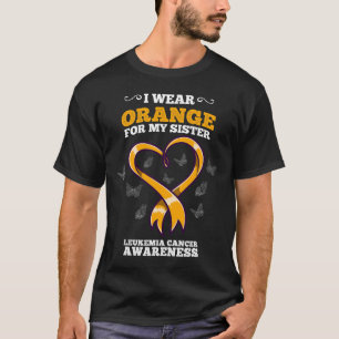 T-shirt Je Porte Orange Soeur Leukémie Cancer Sensibilisat