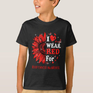 T-shirt Je Porte Red Twinkle Coeur Tournesol Sang Cancer M