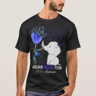 T-shirt Je porte Sensibilisation sur l'autisme bleue Eleph