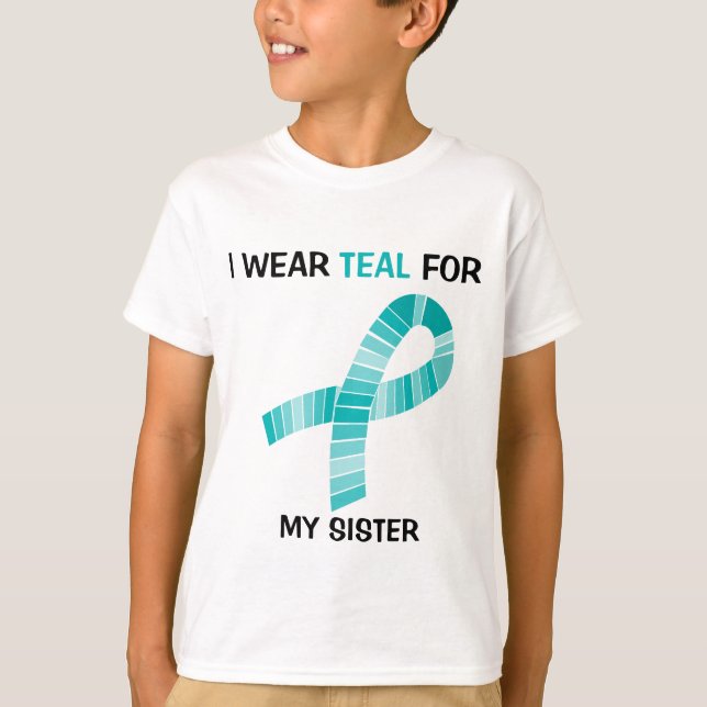 T-shirt Je porte Teal pour le ruban de Teal de conscience (Devant)
