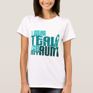 T-shirt Je porte Teal pour ma tante 6,4 Cancer ovarien