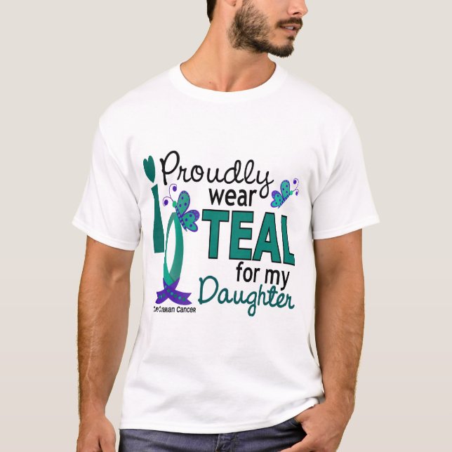 T-shirt Je porte Teal pour mon Cancer ovarien de la fille (Devant)
