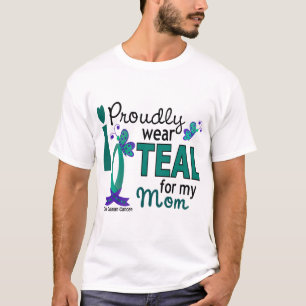 T-shirt Je porte Teal pour mon Cancer ovarien de la maman