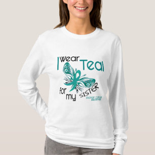T-shirt Je porte Teal pour mon Cancer ovarien de la soeur