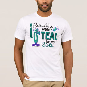T-shirt Je porte Teal pour mon Cancer ovarien de la soeur