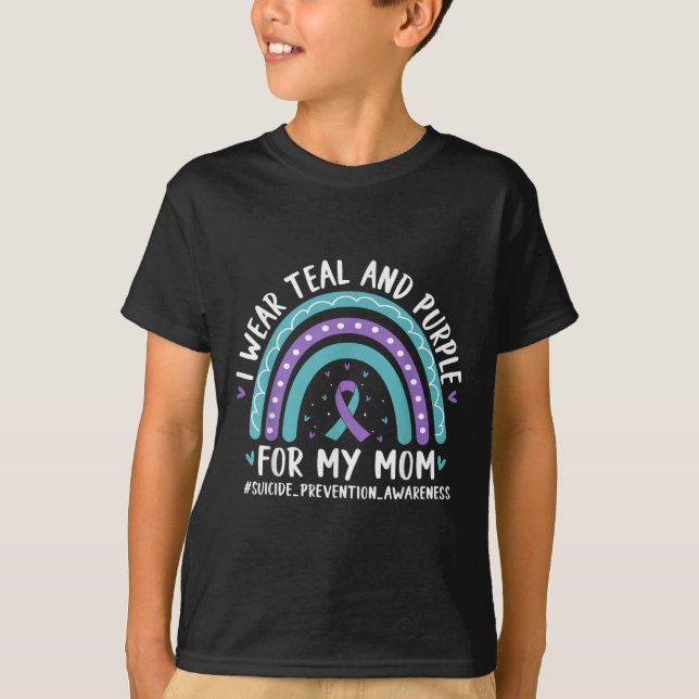 T-shirt Je Porte Turquoise &amp; Purple Pour Ma Maman Suic (Devant)