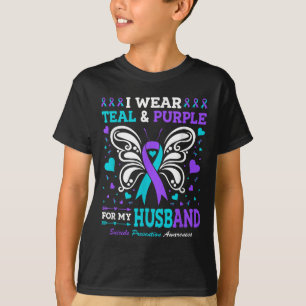 T-shirt Je Porte Turquoise & Purple Pour Mon Mari