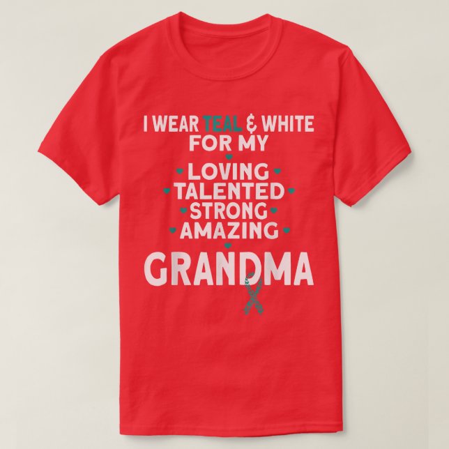 T-shirt Je Porte Turquoise Et Blanc Pour Grand-Mère Mon Ca (Design devant)