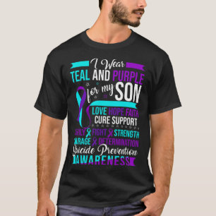 T-shirt Je porte Turquoise et pourpre pour mon fils Suicid