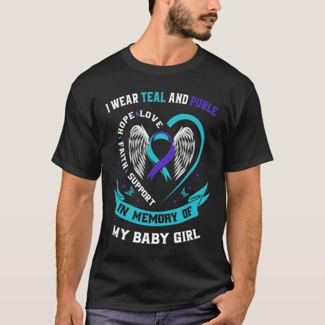 T-shirt Je Porte Turquoise Et Violet (Devant)