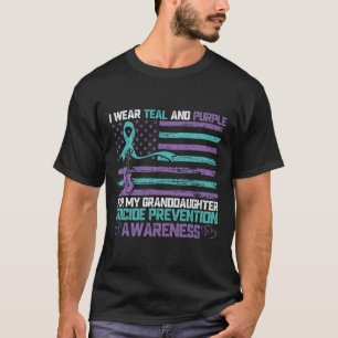 T-shirt Je Porte Turquoise Et Violet Pour Ma Petite-Fille