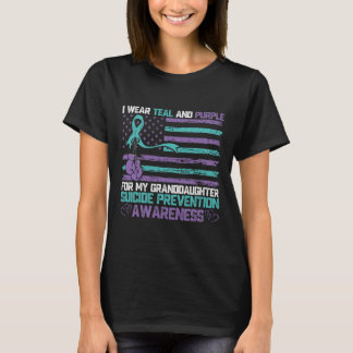 T-shirt Je Porte Turquoise Et Violet Pour Ma Petite-Fille 
