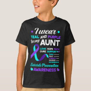 T-shirt Je Porte Turquoise Et Violet Pour Ma Tante Suicide