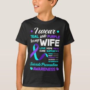 T-shirt Je Porte Turquoise Et Violet Pour Mon Épouse Suici