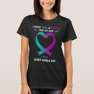 T-shirt Je Porte Turquoise Et Violet Pour Mon Fils Je Manq