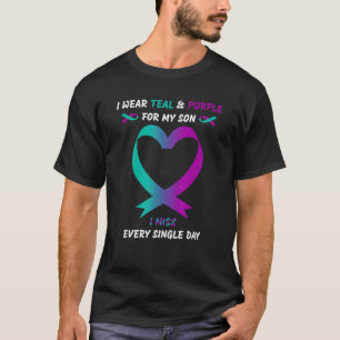 T-shirt Je Porte Turquoise Et Violet Pour Mon Fils Je Manq