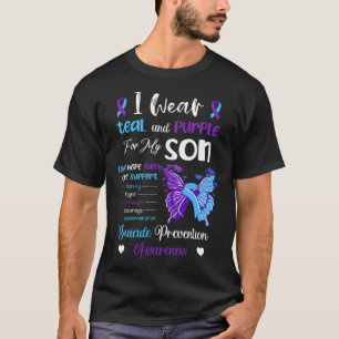 T-shirt Je Porte Turquoise Et Violet Pour Mon Fils Suicide