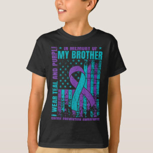 T-shirt Je Porte Turquoise Et Violet Pour Mon Frère Suicid