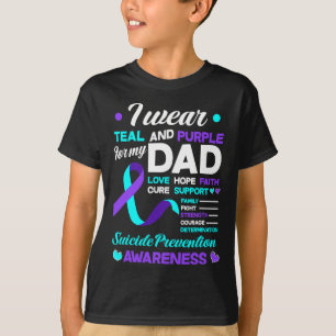 T-shirt Je Porte Turquoise Et Violet Pour Mon Papa Suicide