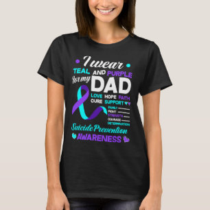 T-shirt Je porte Turquoise et violet pour mon père Suicide