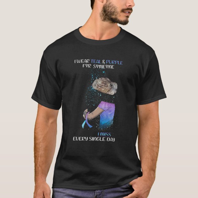 T-shirt Je Porte Turquoise Et Violet Pour Quelqu'Un Que Je (Devant)