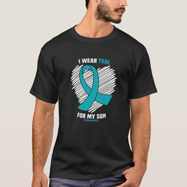 T-shirt Je Porte Turquoise Pour Mon Fils Ptsd Sensibilisat (Devant)
