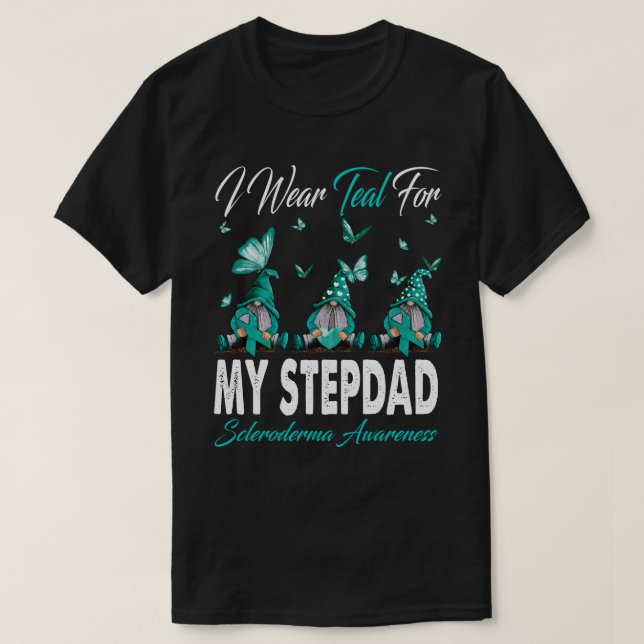 T-shirt Je Porte Turquoise Pour MON Scléroderme STEPDAD Se (Design devant)