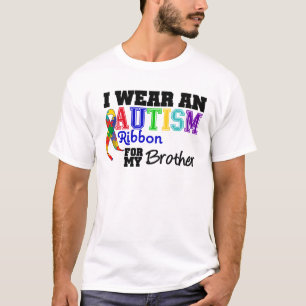 T-shirt Je porte un ruban d'autisme pour mon frère