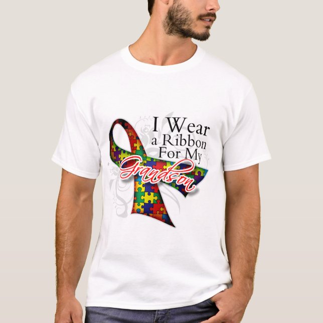 T-shirt Je porte un ruban pour mon petit-fils - (Devant)