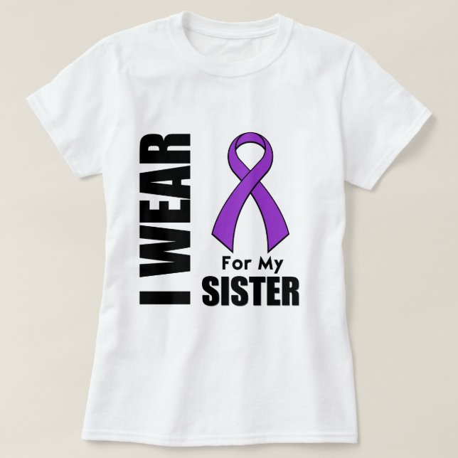 T-shirt Je porte un ruban violet pour ma soeur (Design devant)