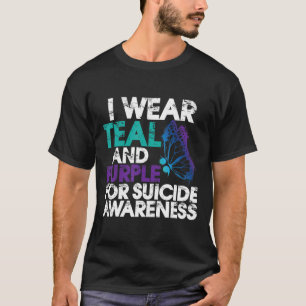 T-shirt Je porte un soutien Turquoise et pourpre Sensibili