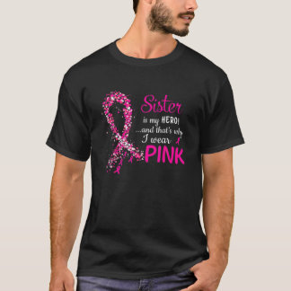 T-shirt Je Porte Un Tee Rose Pour Ma Soeur Ribbon Pink Bre