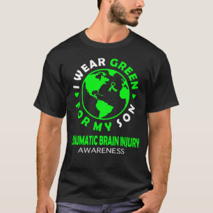 T-shirt Je porte VERT pour mon FILS TRAUMATIQUE BLESSURE C