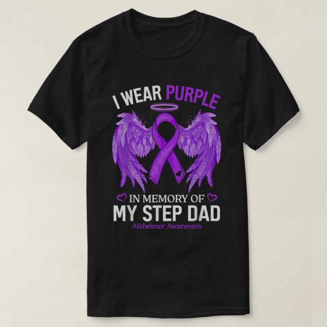 T-shirt Je Porte Violet En Mémoire De Pas Papa Alzheimer A (Design devant)